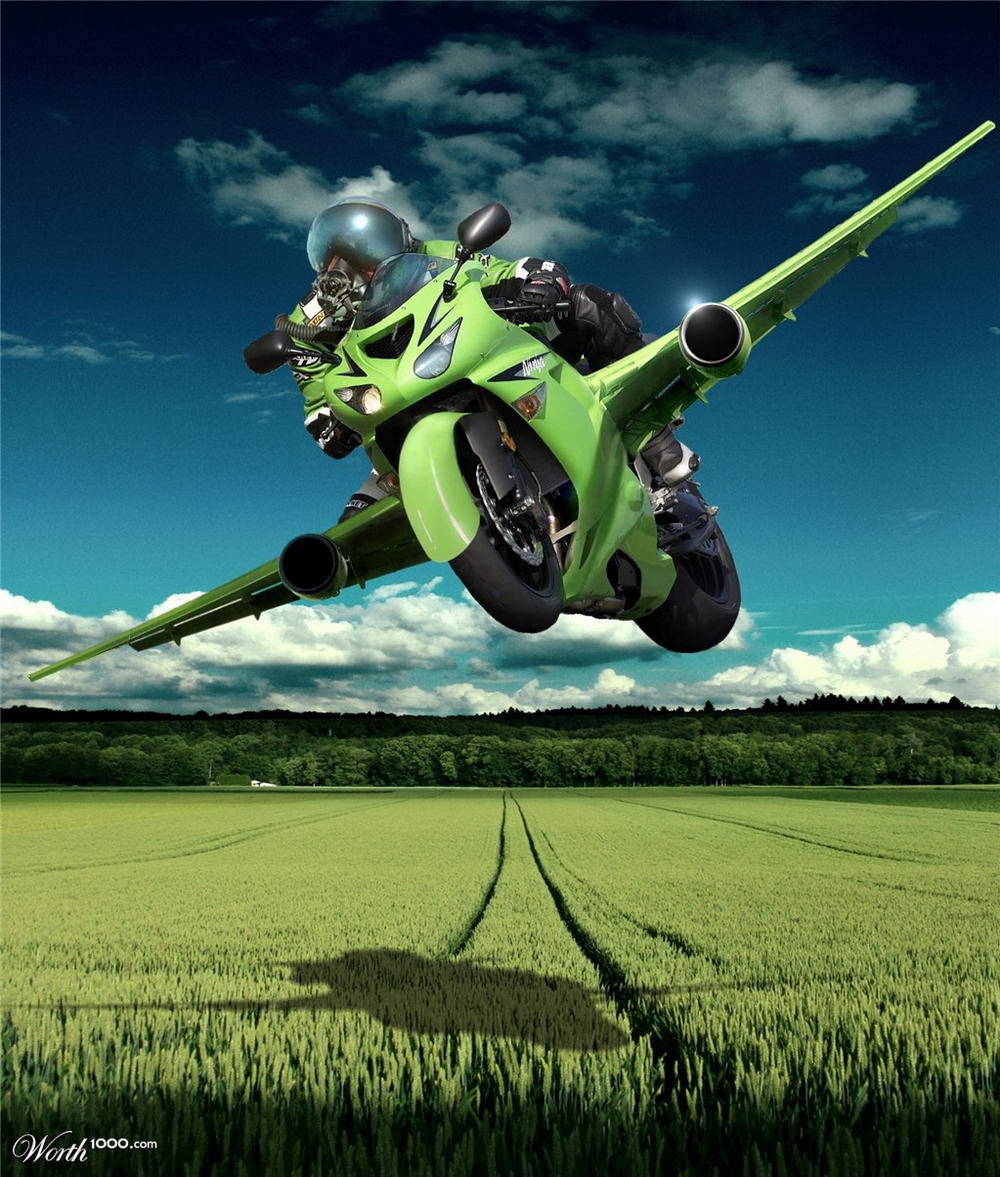 Flying-Kawasaki-Motorcycle
