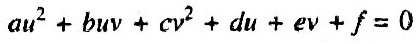 conic general uv equation